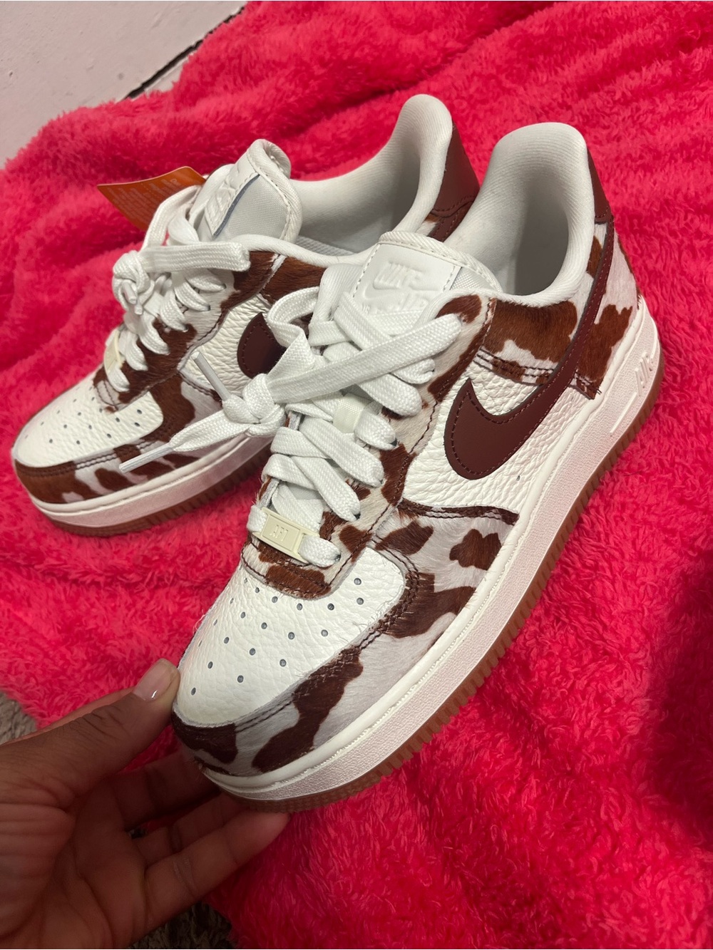 Nike Women’s White & Brown Cow-Print Low Top Sneakers